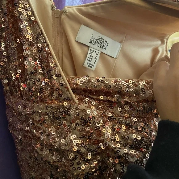 Badgley Mischka dress rose gold sequin dress Badgley Mischka dress rose gold sequin dress